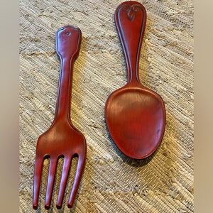 Wall Hanging Red Spoon & Fork